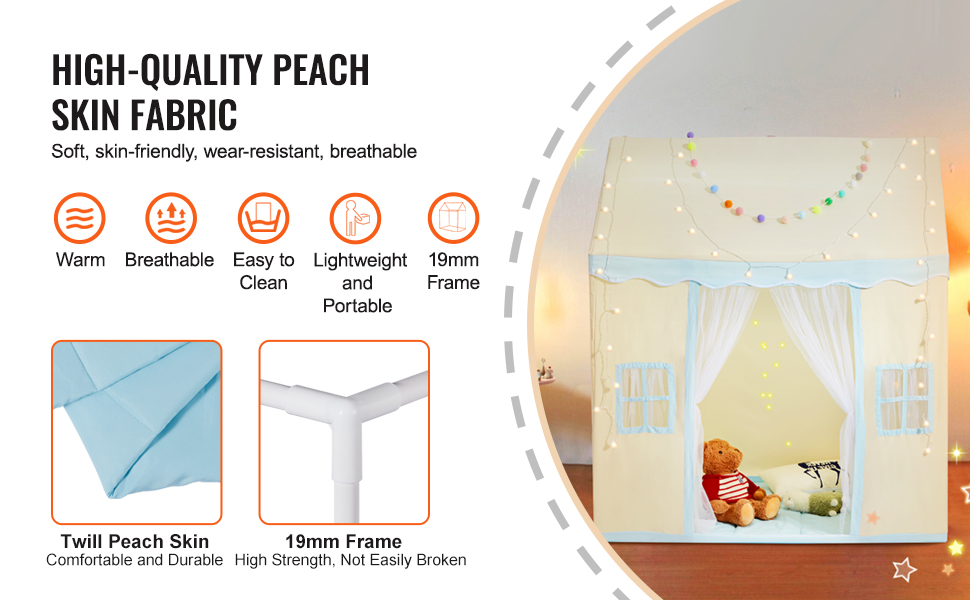 Дитячий намет VEVOR Tipi для дітей 1-5 років, складний намет з килимком та сумкою, з вікнами, для дому та вулиці, бежевий (хатинка)