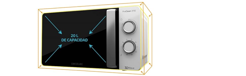 Мікрохвильова піч ProClean 3010, 20 літрів, покриття Ready2Clean, 700 Вт, 6 функцій, таймер 30 хв, режим розморожування, білий колір (20L, гриль, Proclean)