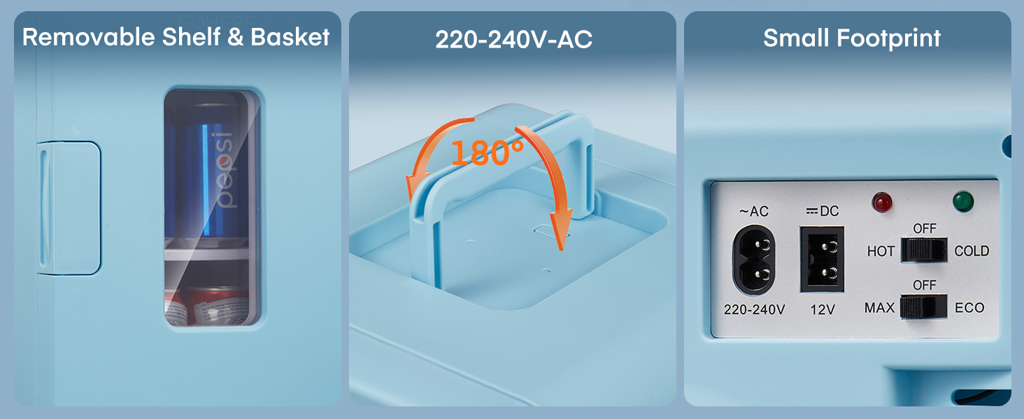 Міні-холодильник FOHERE 2in1 15 л, охолодження/опалення, постійний / змінний струм, тихий, для автомобіля/офісу/гуртожитку, косметика/напої