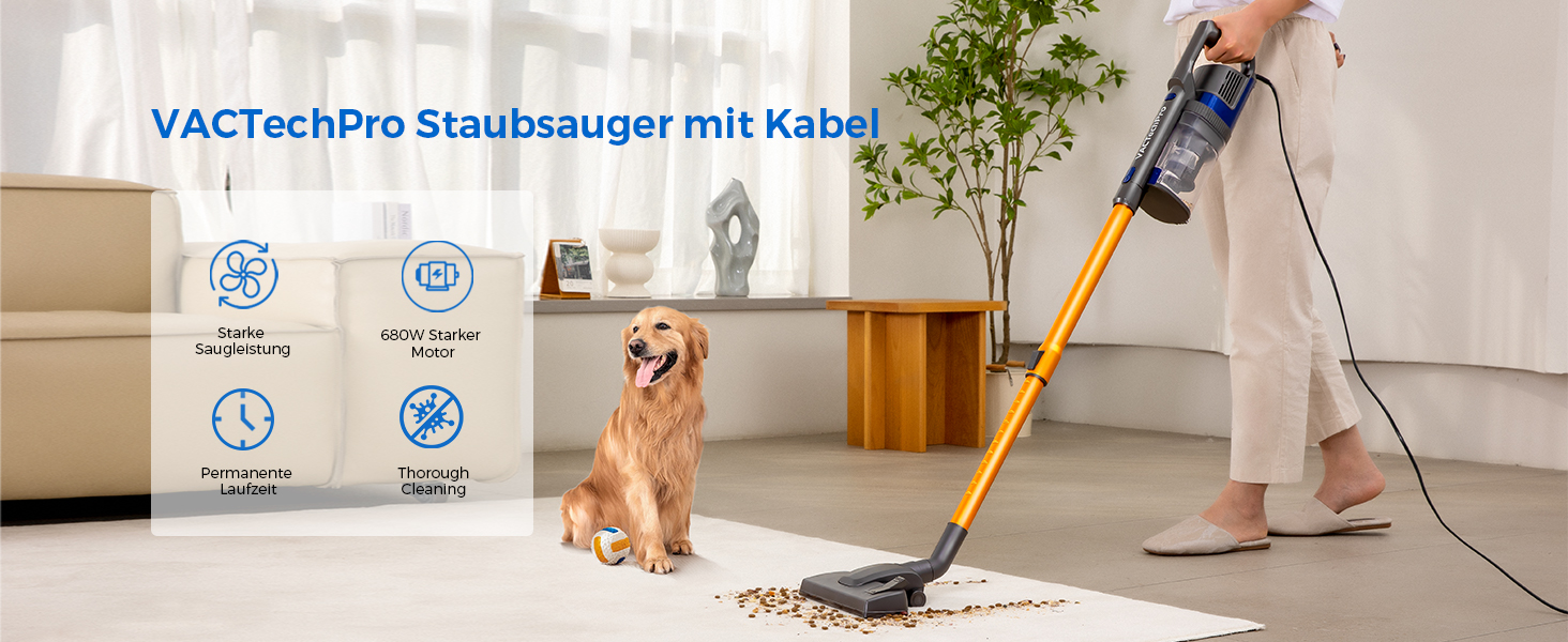 Потужний пилосос Con XL-606-60: 60KPa, 680W, 7м, 800мл, для твердих поверхонь, помаранчевий