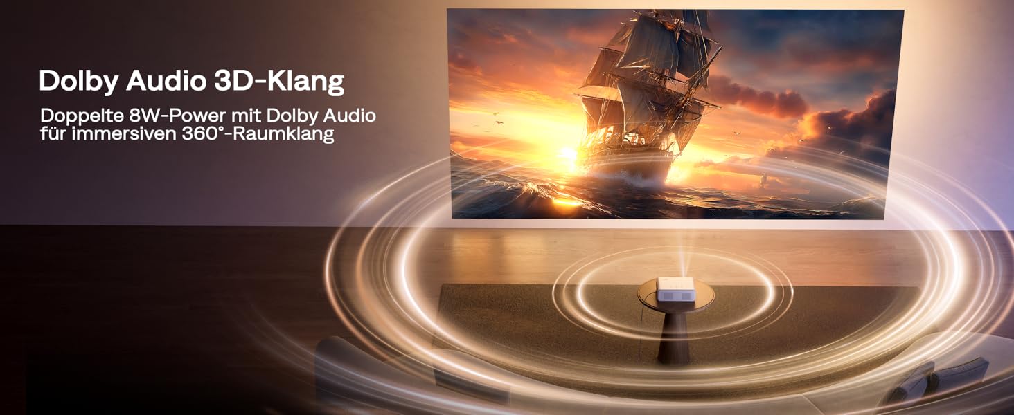 Aurzen Eazze D1 Smart Beamer: 4K проєктор для дому з Wi-Fi, Bluetooth, Netflix, Dolby Audio, автофокусом та корекцією трапеції. Підтримує Full HD 1080P. Білий (GTV)