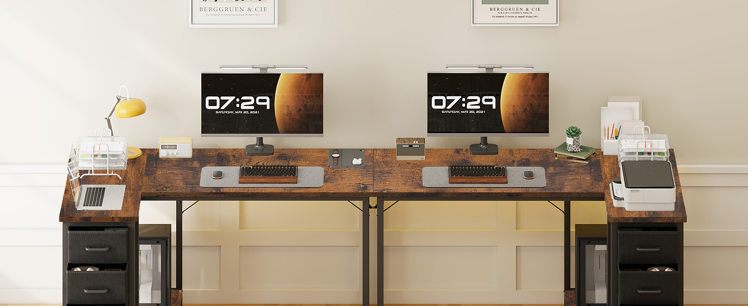 Комп'ютерний стіл кутовий Coleshome 120x70 см з 4 висувними ящиками, для офісу, кабінету, спальні, вінтажний коричневий