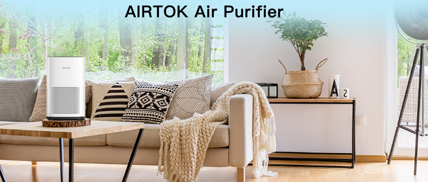 Очищувач повітря AIRTOK AP1001 з HEPA H13 фільтром для приміщень до 92 м², від алергенів, пилу та запахів, з нічником, таймером та захистом від дітей, 24дБ, CADR 230 м³/год