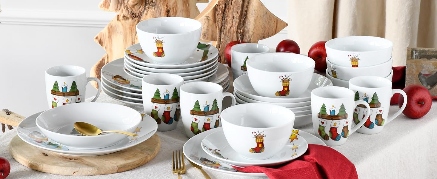 CreaTable Набір посуду Luna, 18 предметів для 6 осіб: серія, порцеляна, для сніданку, безпечний у мийці та мікрохвильовці