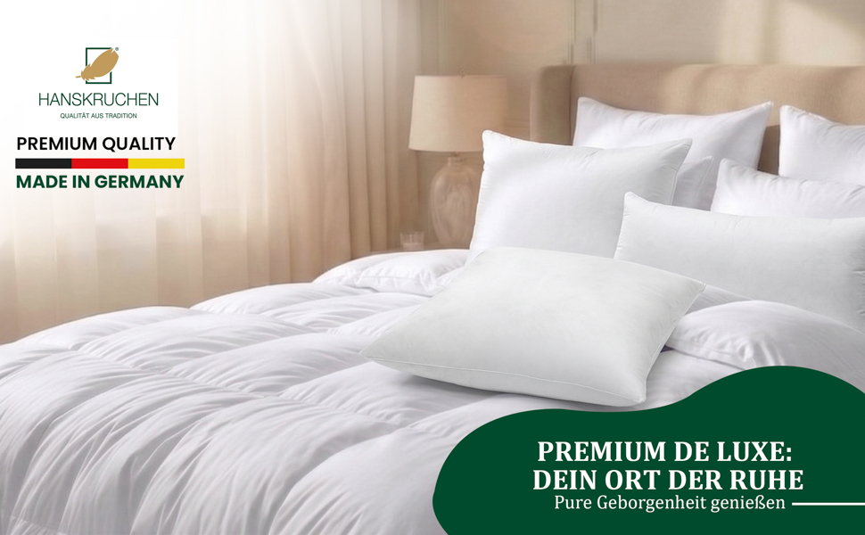 Преміальна всесезонна ковдра з гусячого пуху Premium de Luxe, 135x220 см, касетна, 100% бавовна, гіпоалергенна, Made in Germany