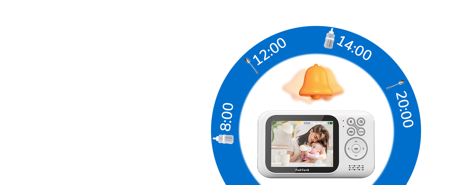 Відеоняня TakTark з камерою та монітором 3.2'', дитячий відеомонітор з зумом, функцією VOX, двостороннім зв'язком, нічним баченням та термометром