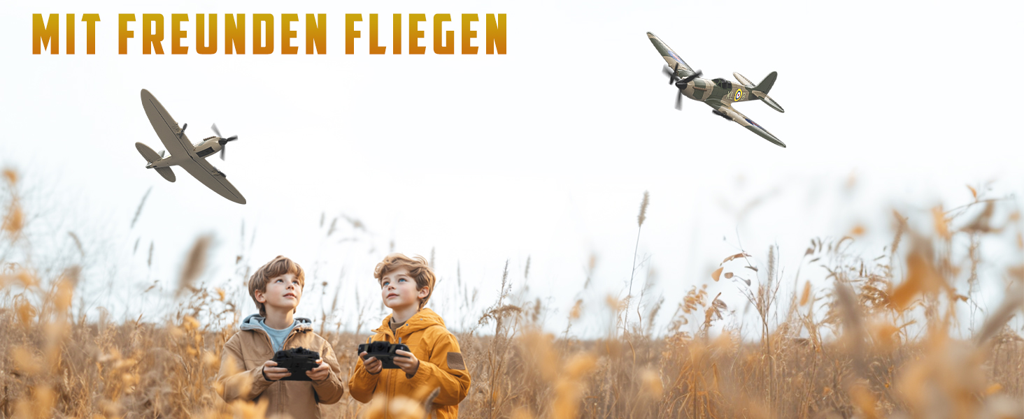 RC літак Hawk's Work Spitfire 2.4GHz - радіокерований винищувач для дітей та початківців, готовий до польоту, 6-осьовий гіростабілізатор