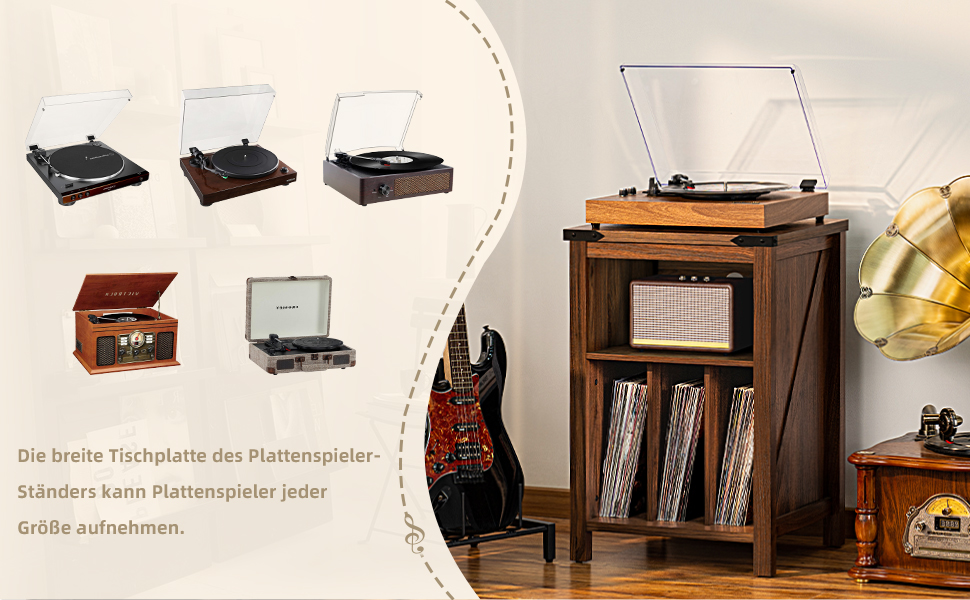 Підставка для програвача вінілу з полицями для платівок, дерев'яна, на 160 альбомів, для вітальні, спальні, офісу (колір: коричневий)