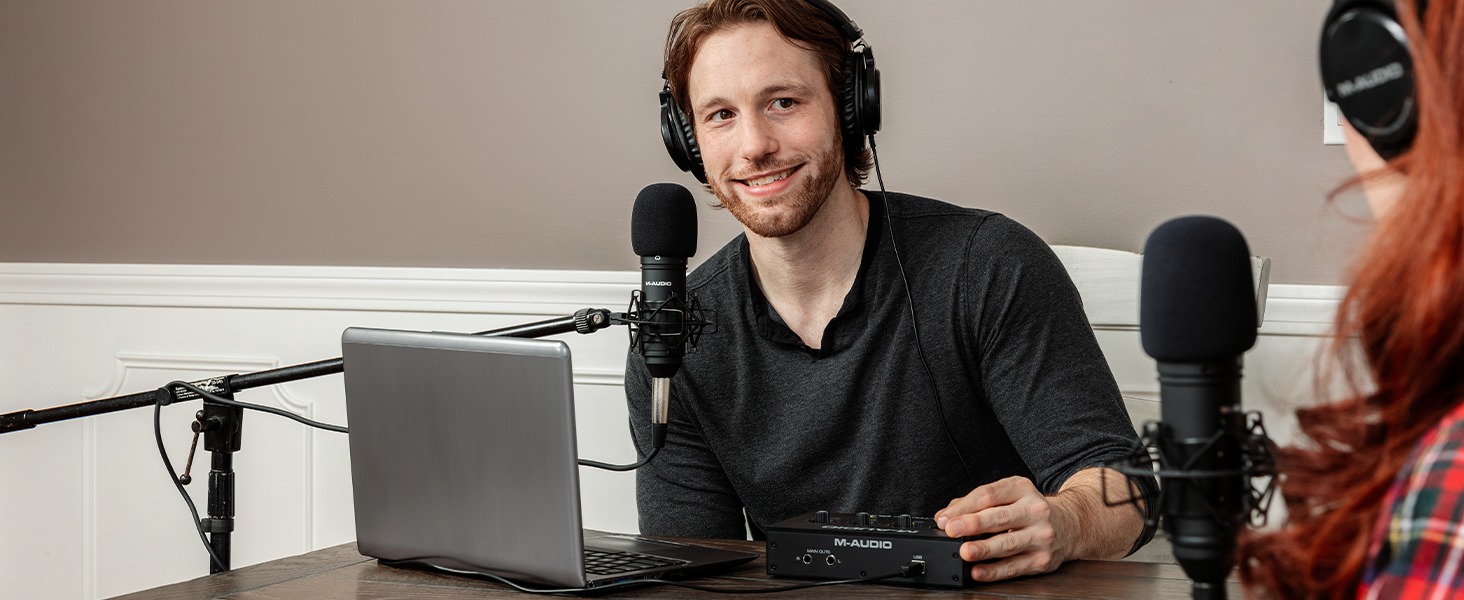 Аудіоінтерфейс M-AUDIO M-Track Duo USB для запису, стрімінгу та подкастингу (2 XLR/Line/DI входи, 48kHz, з програмним забезпеченням)