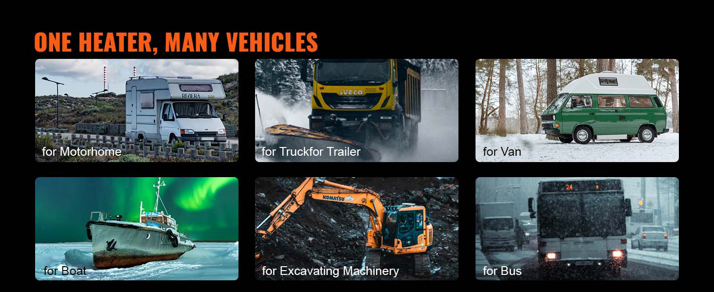 VEVOR дизельна повітряна опалювальна система 12V 5-8kW з LCD-дисплеєм, пультом дистанційного керування та Bluetooth-APP, 0.16–0.52 л/год