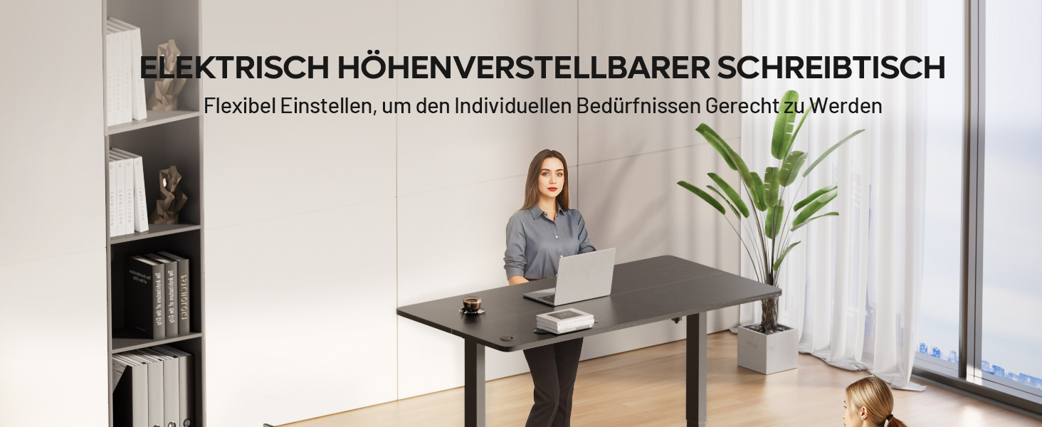 Регульований стіл з підняттям USB-портами та розеткою, 100 x 60 см. Електричний стіл, комп'ютерний стіл з пам'яттю 3-ох функцій, білий колір (чорний, 100 x 60 см)