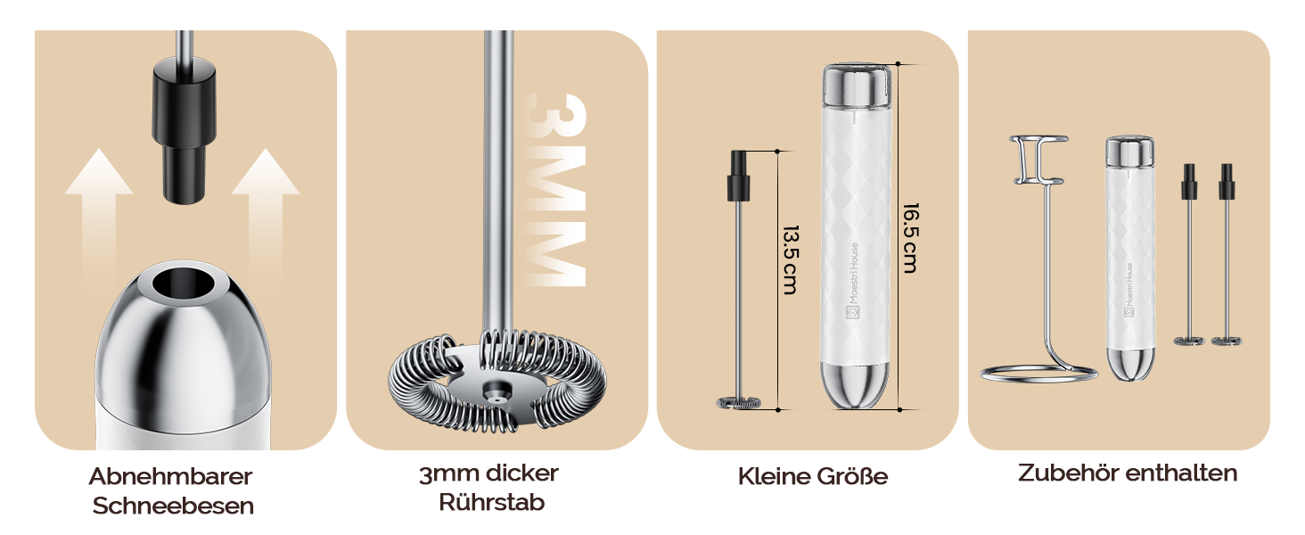 Електричний пінний міксер Maestri House LunaFro 2.0: бездротовий, з регулюванням швидкості та підставкою з нержавіючої сталі