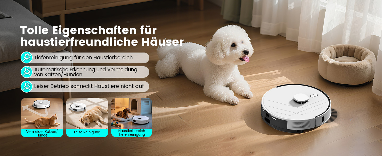 Робот-пилосос AIRROBO T30+ з функцією миття, LiDAR навігація, 6000Pa, 3.5L пилозбірник, 240 хв роботи, керування через додаток, білий малюнок