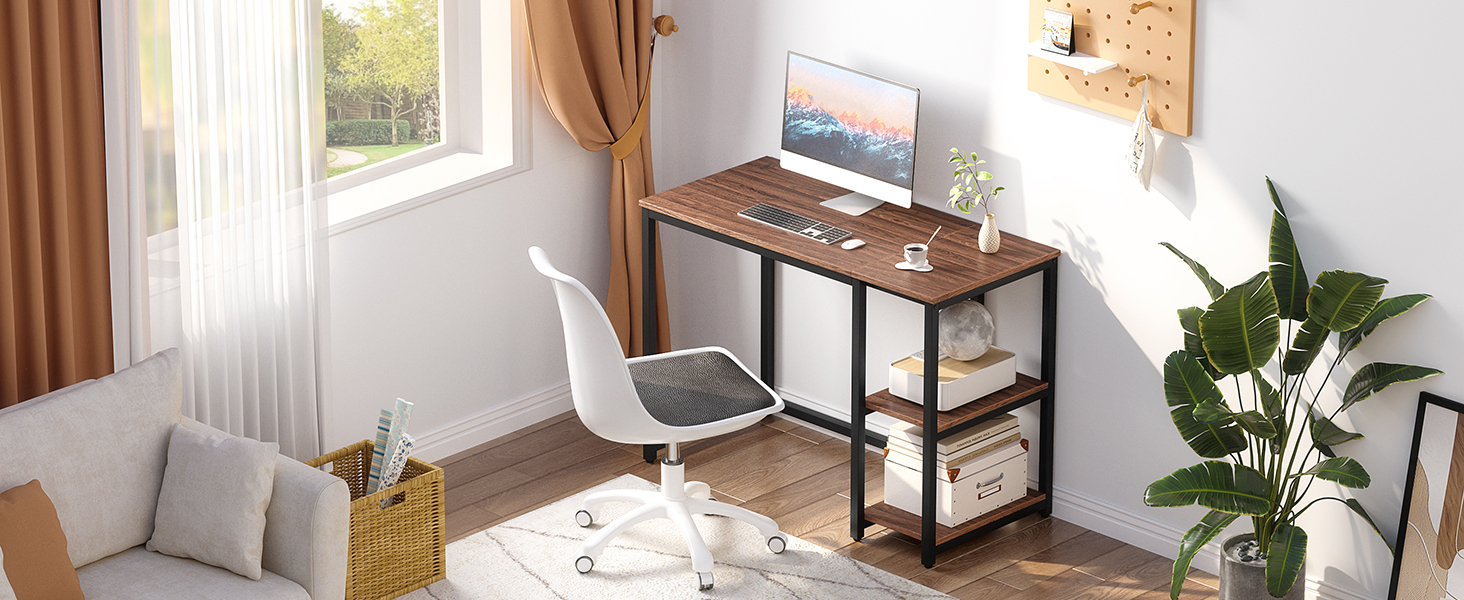 Комп'ютерний стіл WOHOMO білий 100см з місцем для зберігання, для дому та офісу