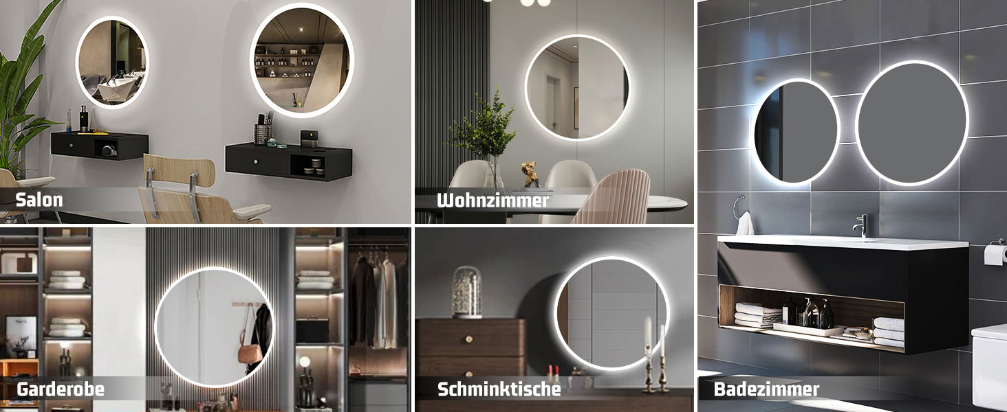 Круглий LED дзеркало для ванної кімнати 70 см з підсвічуванням, сенсорне керування, протизапітніння, Alpha Series, 70x70 см, холодне біле світло