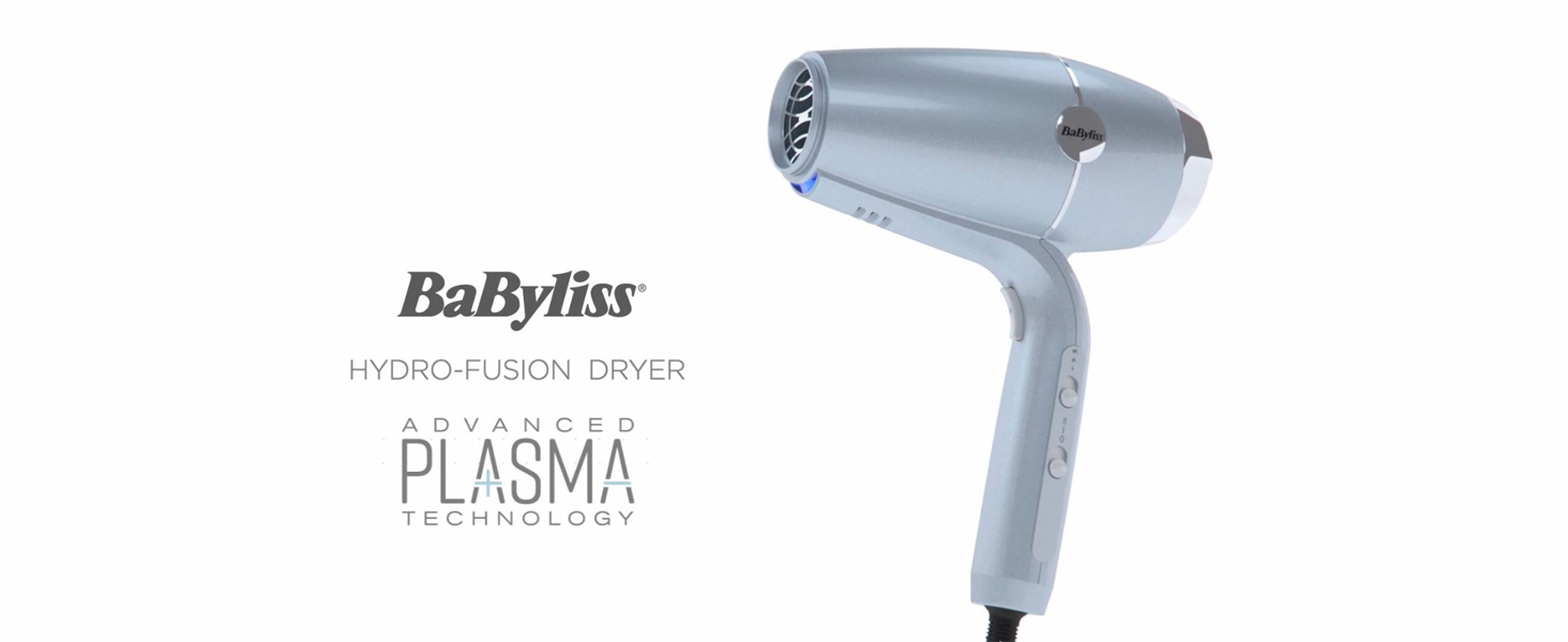 Фен BaByliss Hydro-Fusion з передовою технологією плазмових іонів, D773DE, одинарний фен Ice Blue