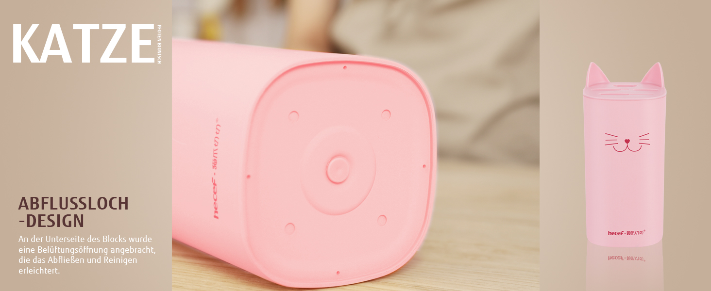 Набір кухонних ножів Hecef: 5 штук у блоці, рожевий, з ручками у формі котів