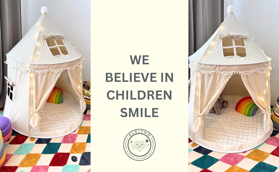 Намет для дітей Tipi з м'якого бавовняного полотна Silky-Cotton | Бежевий, 1 вхід, 3 вікна, Tasche & Bodenmatte | Стабільний намет-іграшка для хлопчиків та дівчаток