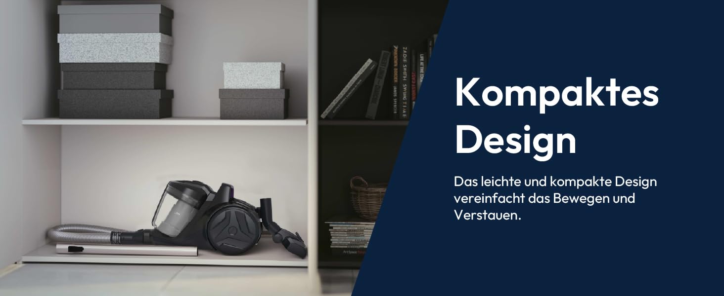 Пылесос Hoover HP1 без мешка, потужний для твердих підлог та килимів, 700 Вт, об'єм контейнера 2 л, фільтр EPA, радіус дії 7,5 м [HPZ107HM]