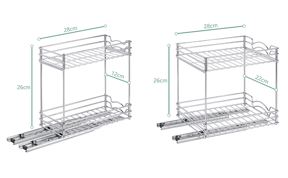 Організатор для спецій, висувна полиця для спецій, органайзер для кухонної шафи з полицею для шафи, полиця для зберігання, 2-поверхові полиці для спецій для кухні,пляшки для приготування масла, баночки для інгредієнтів (срібло-28 * 23 * 26 см) (срібло-28*13* 26 см)