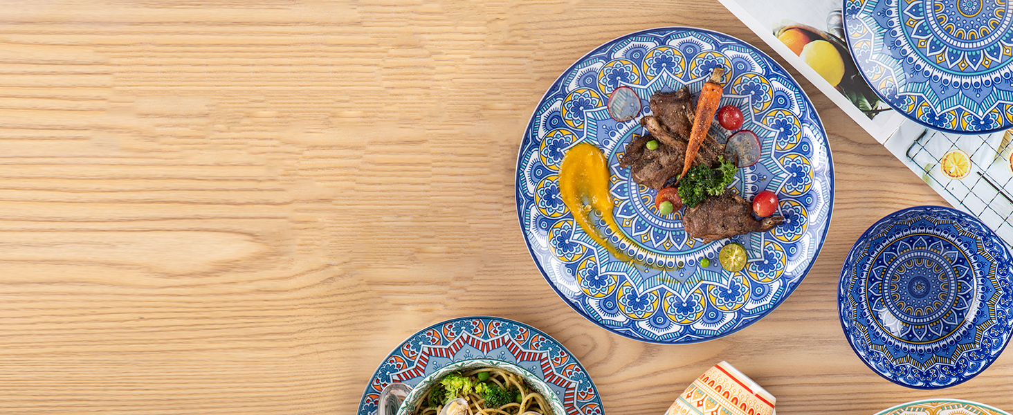 Набір посуду Vancasso MANDALA 48 предметів: сервіз для 12 осіб, ручна робота, богемський стиль