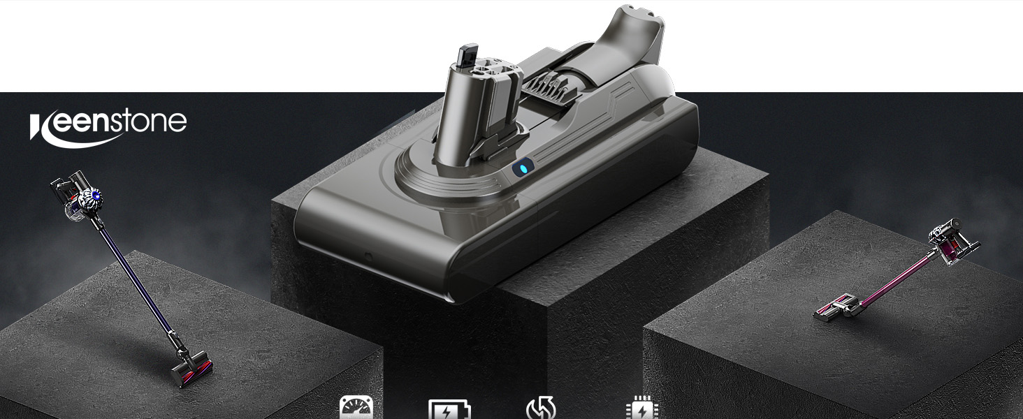 Акумулятор Keenstone V8 8000mAh для Dyson SV10 V8 Absolute Animal Motorhead Fluffy Slim Total Clean (3 фільтри в комплекті)