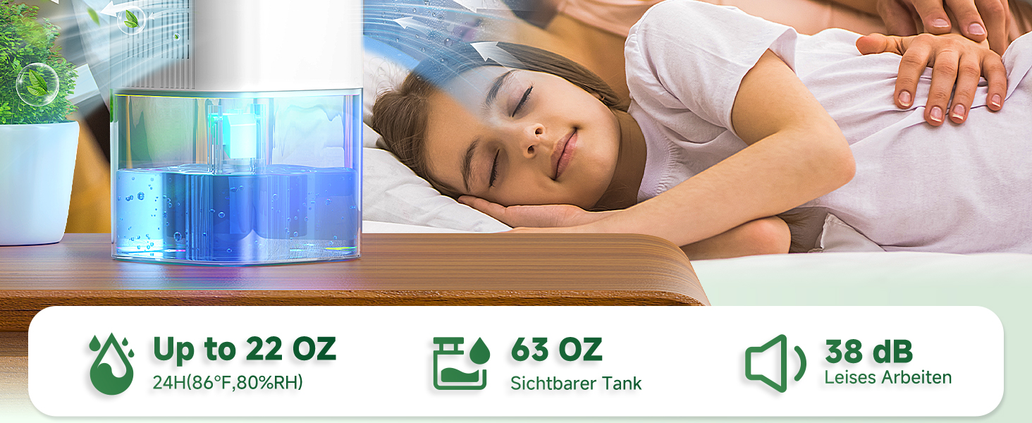 Електричний осушувач повітря 1800 мл - тихий осушувач для дому з автовимкненням, режимом сну та таймером 24 години