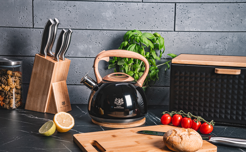 Чайник Karl Hausmann Induktion 3L з автоматичним свистком - нержавіюча сталь, підходить для всіх плит