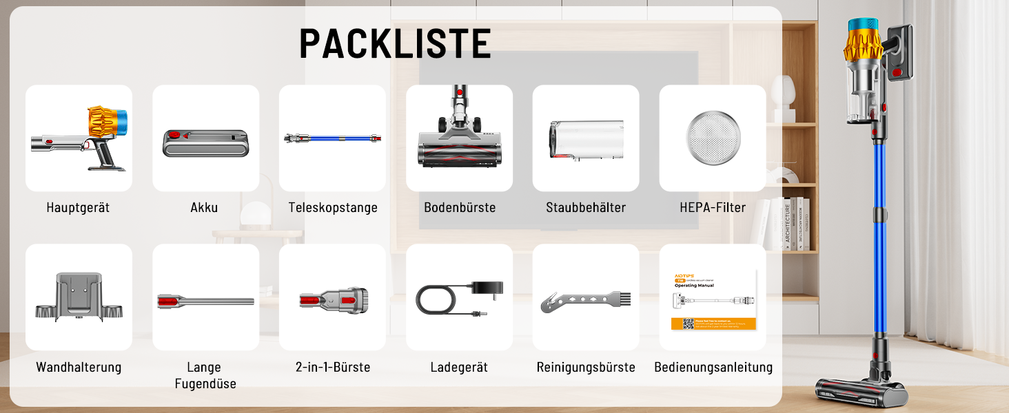 Акумуляторний пилосос бездротовий 600W, 70 хв, 1.8л, для підлоги, килимів, шерсті тварин, з самостійною підставкою, блакитний