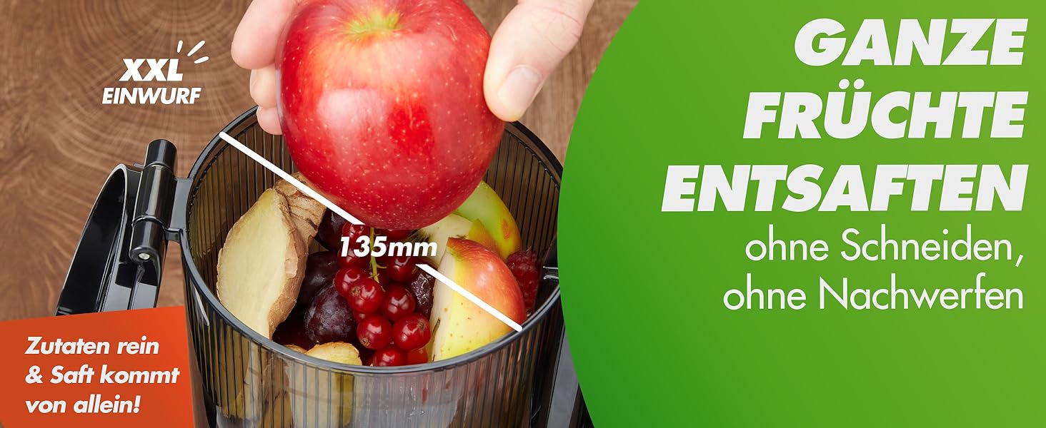 Entsafter Nutrilovers NUTRI-PRESS MAX: холодний віджим, велика завантажувальна горловина 135 мм, без BPA, з рецептами, чорний