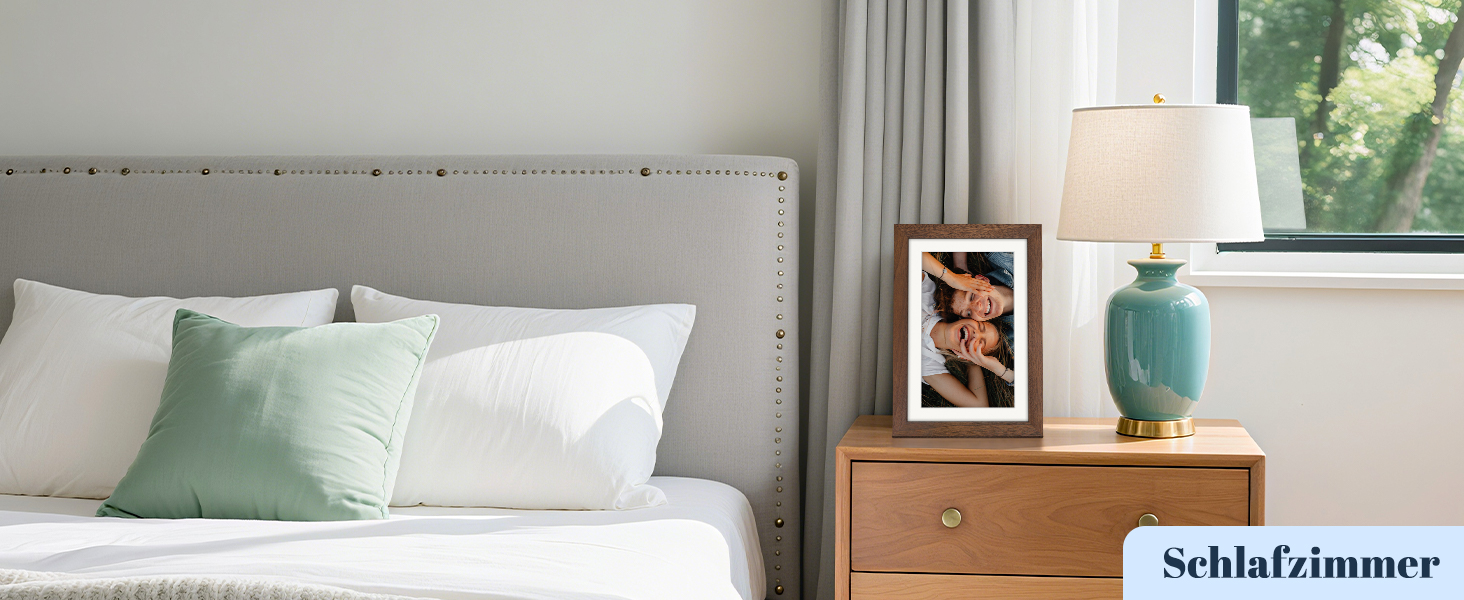 Цифровий фоторамка Frameo 10.1 дюйма з Wi-Fi, горіхове дерево, 32GB, IPS Touchscreen, Wi-Fi, фото/відео через додаток Frameo, подарунок для чоловіків та жінок