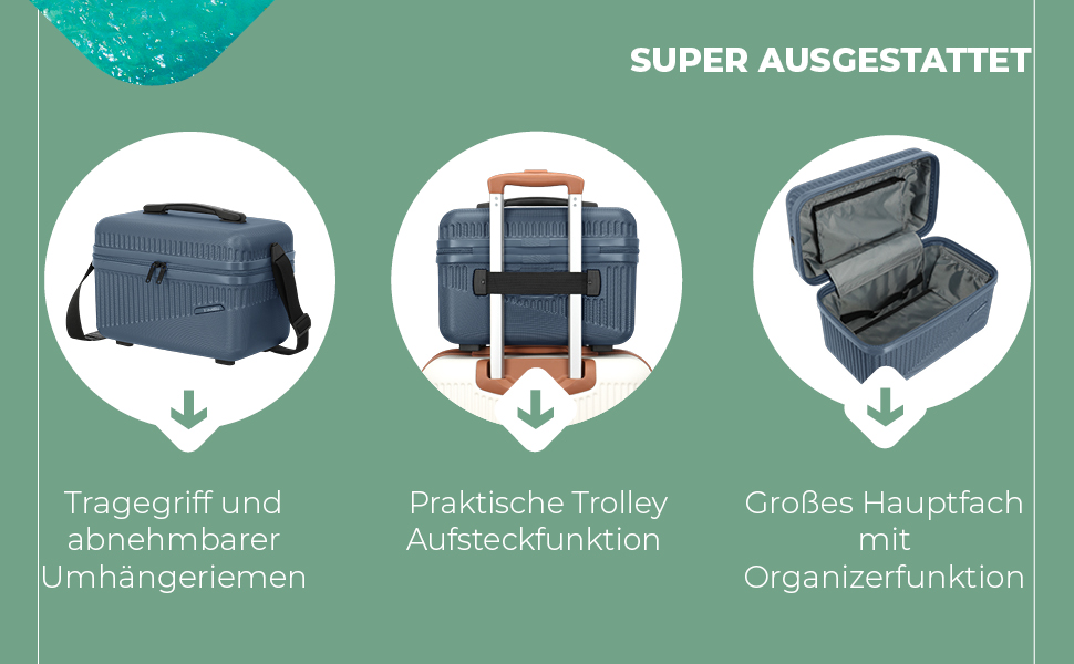 Набір валіз Travelite Bali 3 шт. (L/M/S) з ABS-пластику, зелені, з TSA-замком