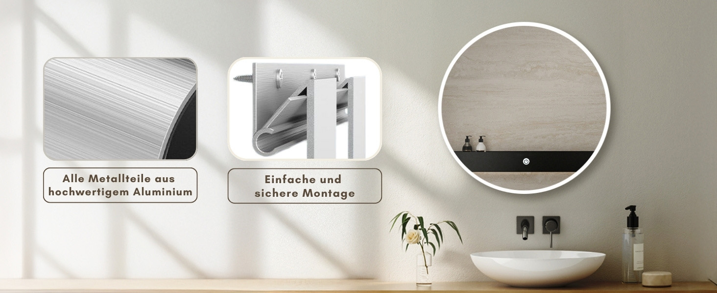 Дзеркало для ванної кімнати овальне з підсвічуванням 75x45 см, LED, сенсорне керування, зміна кольору світла (тепле/холодне/нейтральне)