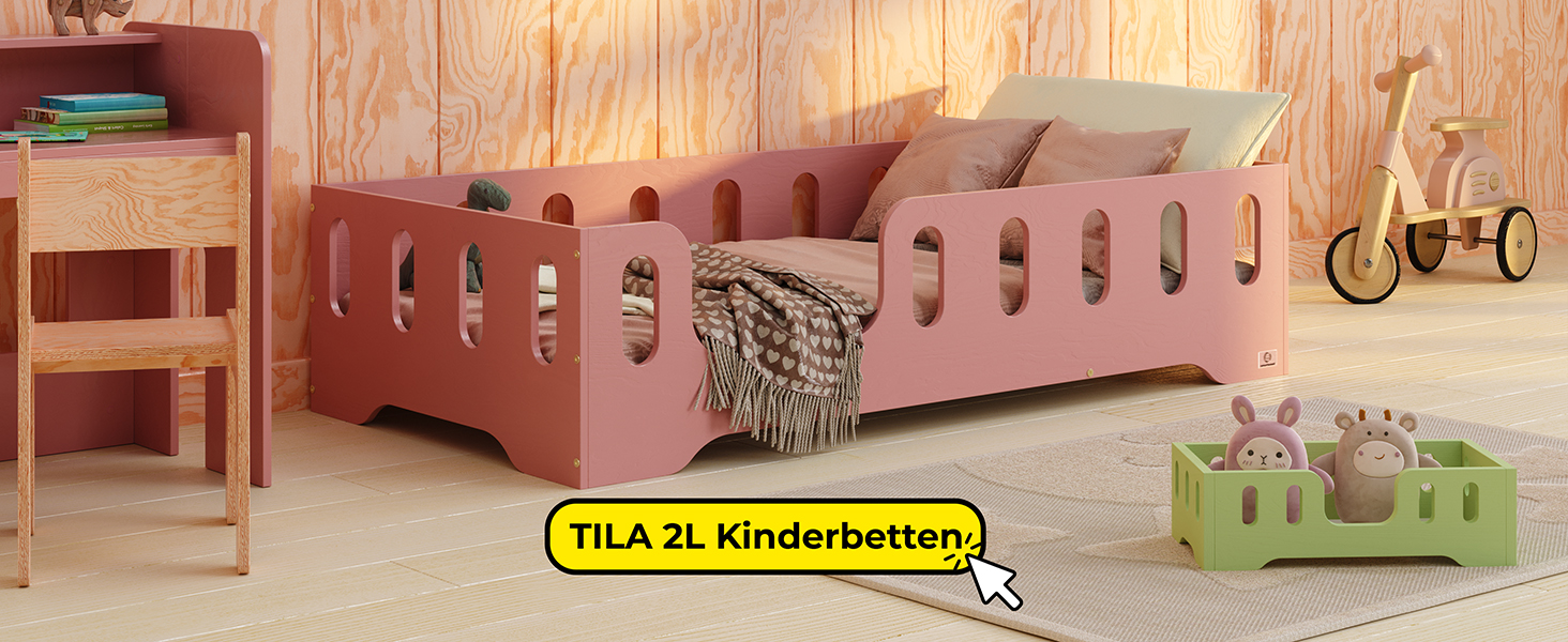 Дерев'яне ліжко-дитячий будиночок Smartwood 90x200 - Монтессорі Tipi F з сосни з сертифікатом FSC, захист від падіння та ламелі до 230 кг для хлопчиків та дівчаток, проста збірка, ліжко на підлозі