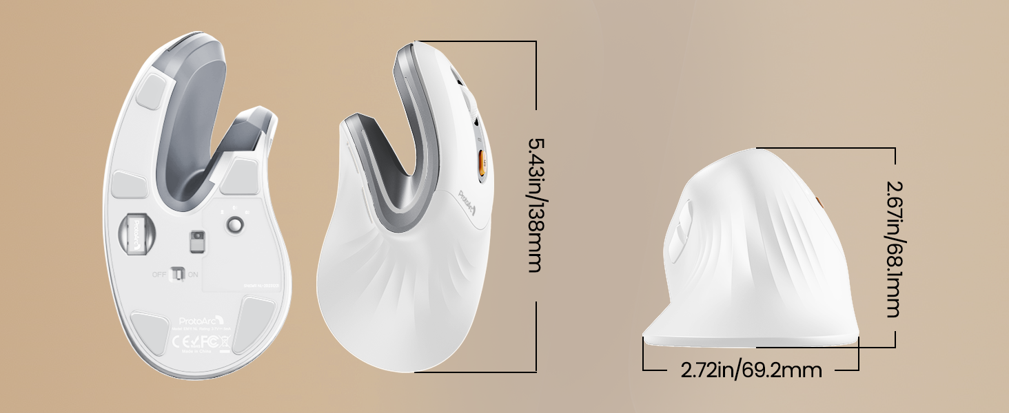 Вертикальна миша ProtoArc EM11 NL: бездротова, з підзарядкою, для 3 пристроїв (Bluetooth+USB), чорно-зелена