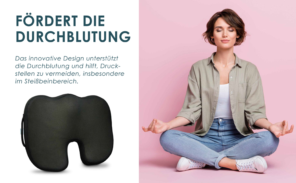 Ортопедична подушка для сидіння Nachtengel з Memory Foam для ергономічного комфорту, полегшення болю в куприку та спині – ідеально для офісного крісла, автосидіння (1 шт, чорний, Medium)