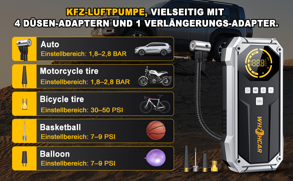 Портативний пусковий пристрій Starthilfe Powerbank 6000A з компресором, ліхтарем Lumen та LCD-дисплеєм. Чорний