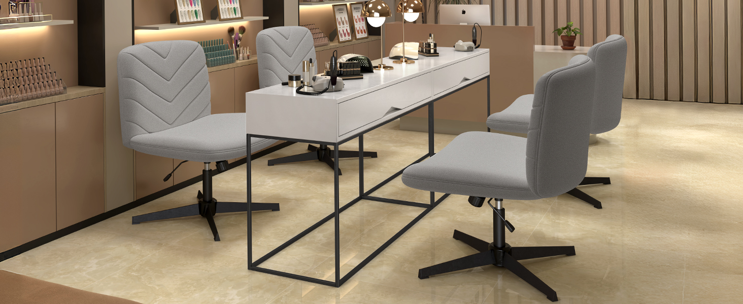 Офісне крісло Yaheetech з роликами, регульоване по висоті, з широким сидінням та середньою спинкою, для офісу та спальні (Світло-сірий)