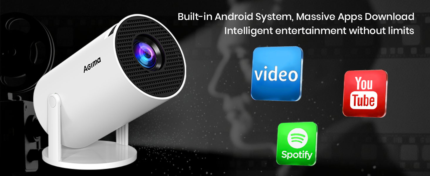 Портативний проєктор Mini Beamer: 1080P, 4K, Android, iOS, WiFi, Bluetooth, 180°