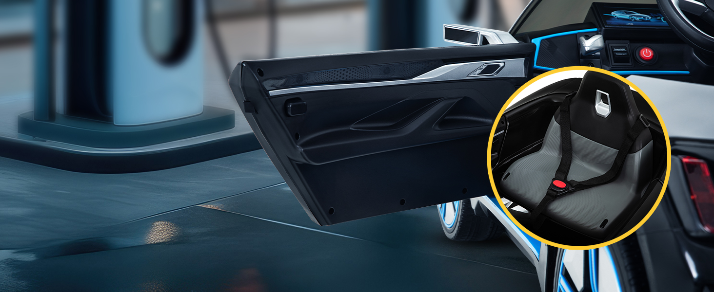 Дитячий електромобіль BMW i4 Actionbikes Motors, ліцензійний, з пультом 2,4 ГГц, електроавто для дітей від 3 років, іграшковий автомобіль (білий/чорний)