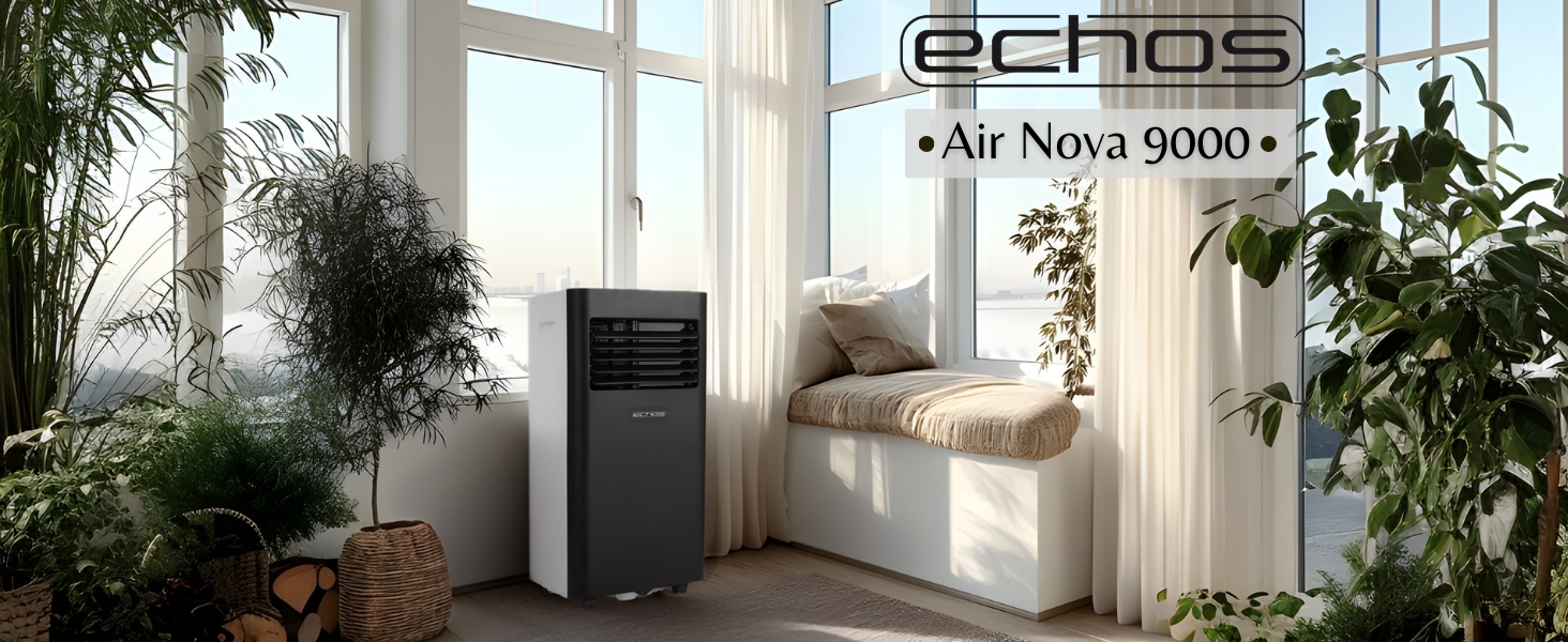 Мобільний кондиціонер Echos 9000 BTU з Wi-Fi, пультом та таймером 24 год – охолодження, осушення, вентиляція