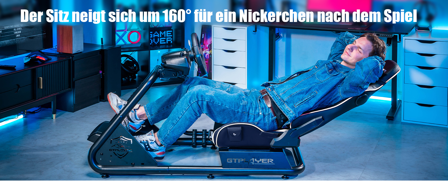 GTPLAYER Симулятор кокпіт для автосимуляторів, стійка для керма та педалей, білий