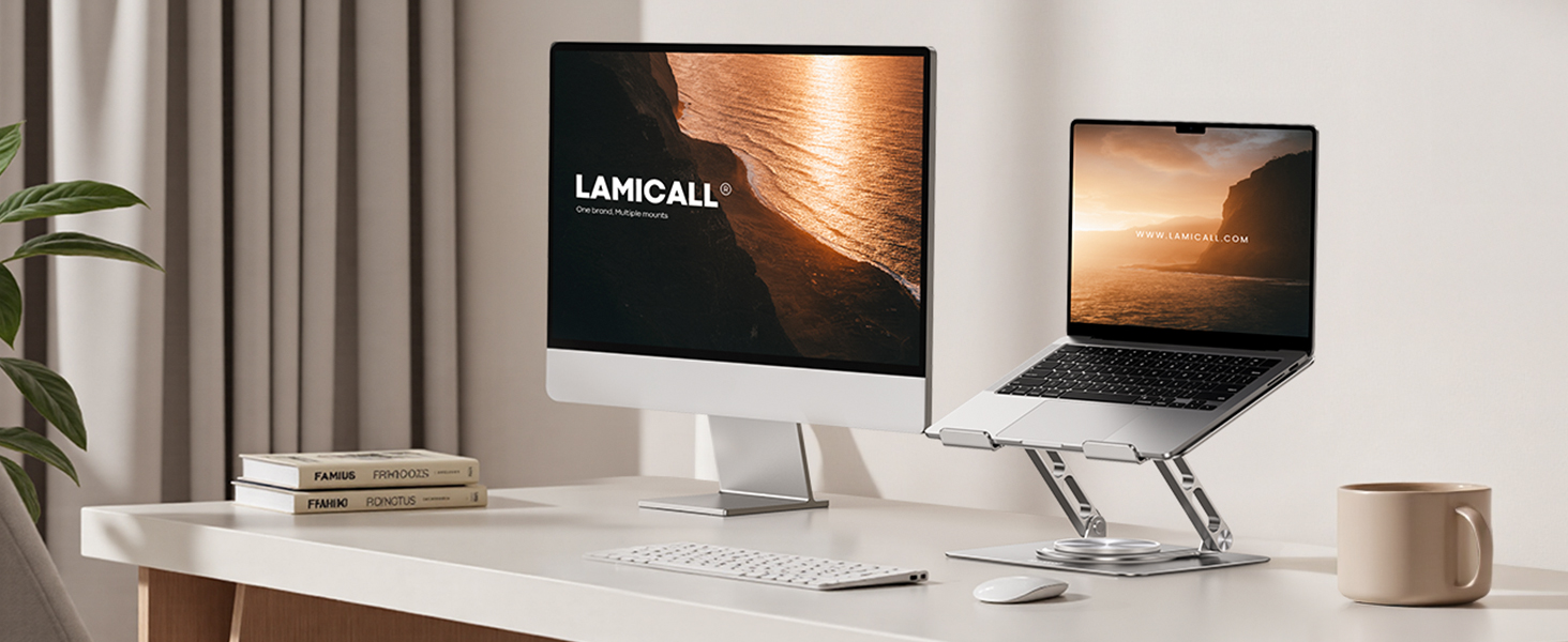 Підставка для ноутбука Lamicall, регульована - 360° обертання, складна, алюмінієва - для столу/офісу, універсальна ергономічна підставка для Macbook Pro Air, 10-17,3' - срібна