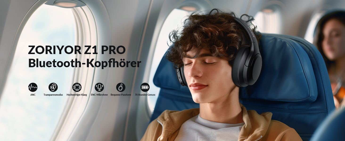 Бездротові Hi-Fi навушники ZORIYOR Z1 PRO ANC, Bluetooth 5.3, акумулятор 70 год, ENC, IPX4, Чорний