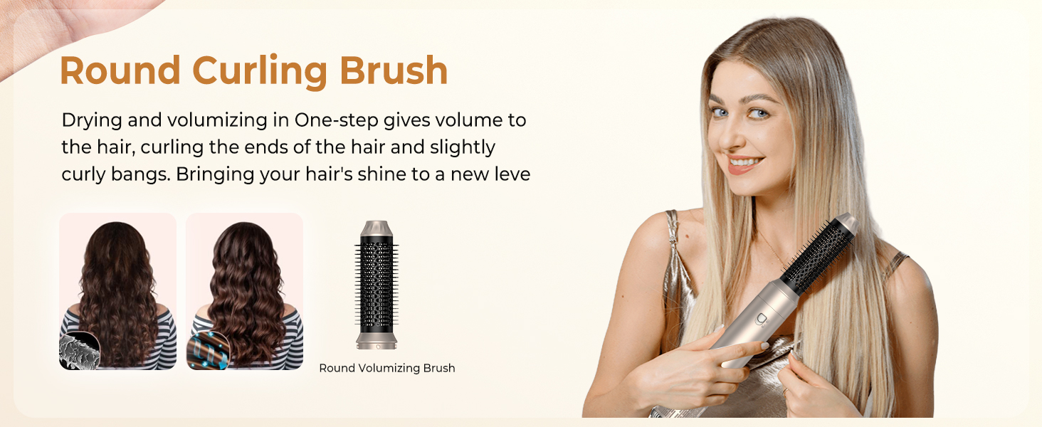 UKLISS Hairstyler 6 в 1: Професійний набір для укладки волосся (фен-щітка, плойка, випрямляч) 1000W, срібно-золотий