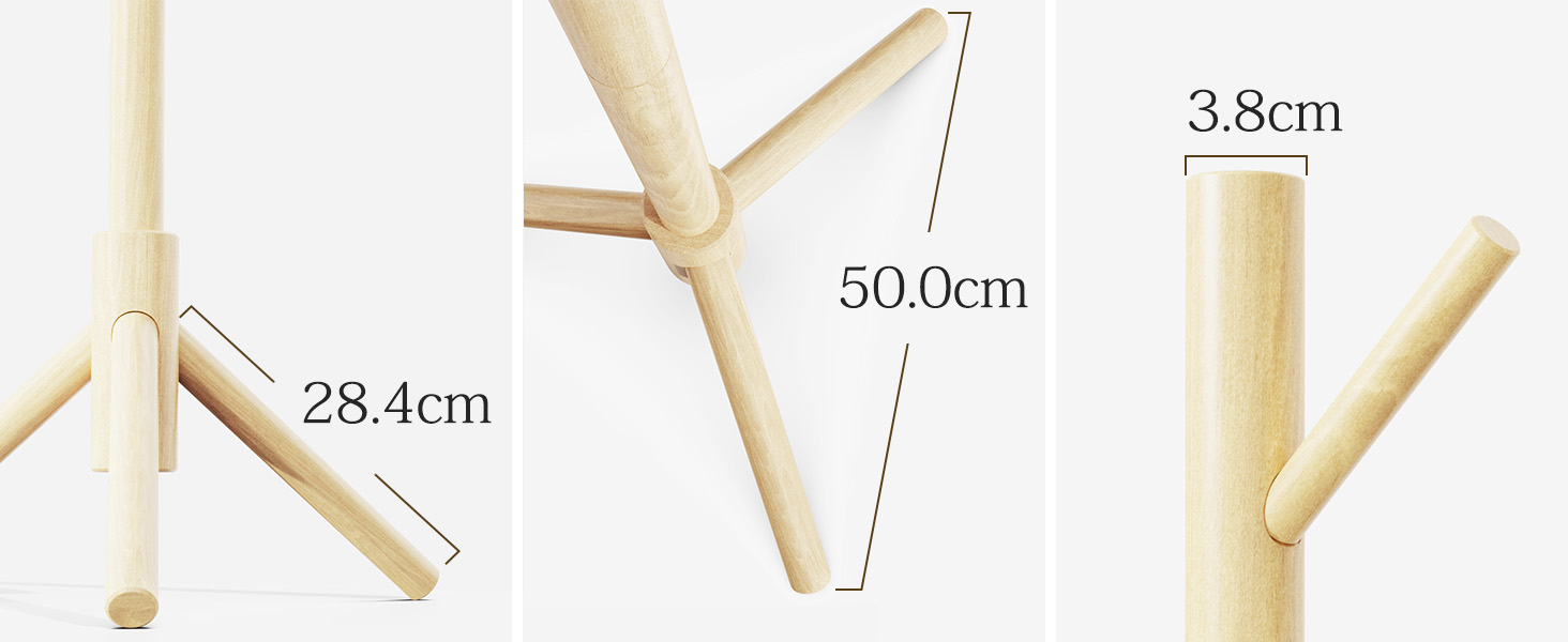 Дерев'яна вішалка для одягу Pipishell з 8 гачками, регульована по висоті, для одягу, шапок та сумок, для вітальні, спальні або офісу