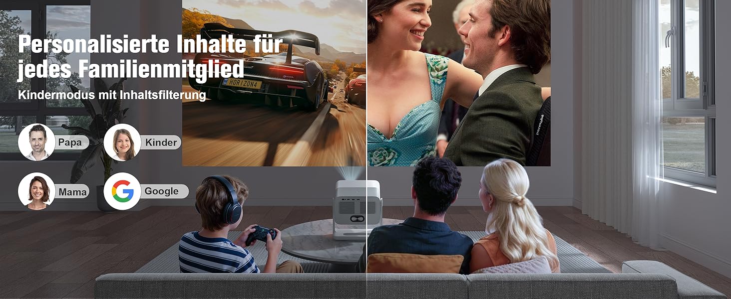 Smart Beamer VOPLLS 1080P Full HD WiFi 800ANSI: Міні-проектор з автофокусом та корекцією трапеції для дому/вулиці, підключення до телефону, сіро-білий