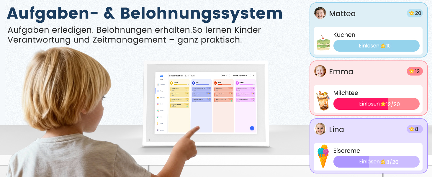 Цифрова фоторамка Frameo 10.1 дюймів WLAN, Full HD IPS сенсорний екран 1280x800, 32ГБ пам'ять, автоматичний поворот, можливість монтажу на стіну, керування через додаток Frameo (Білий)