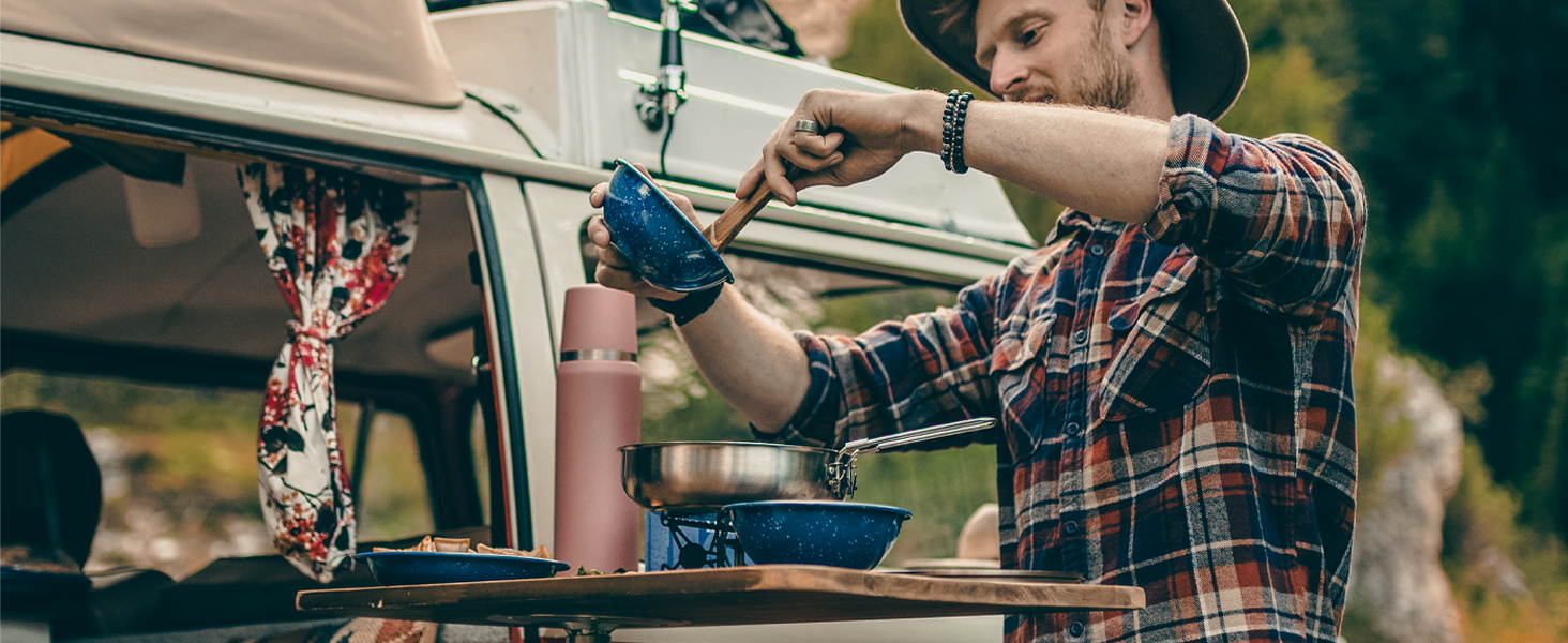 Набір кухонного посуду Campo Libre Enzo I з нержавіючої сталі для кемпінгу | 6 або 6-ти частинний | Індукційний | Посуд для кемпінгу