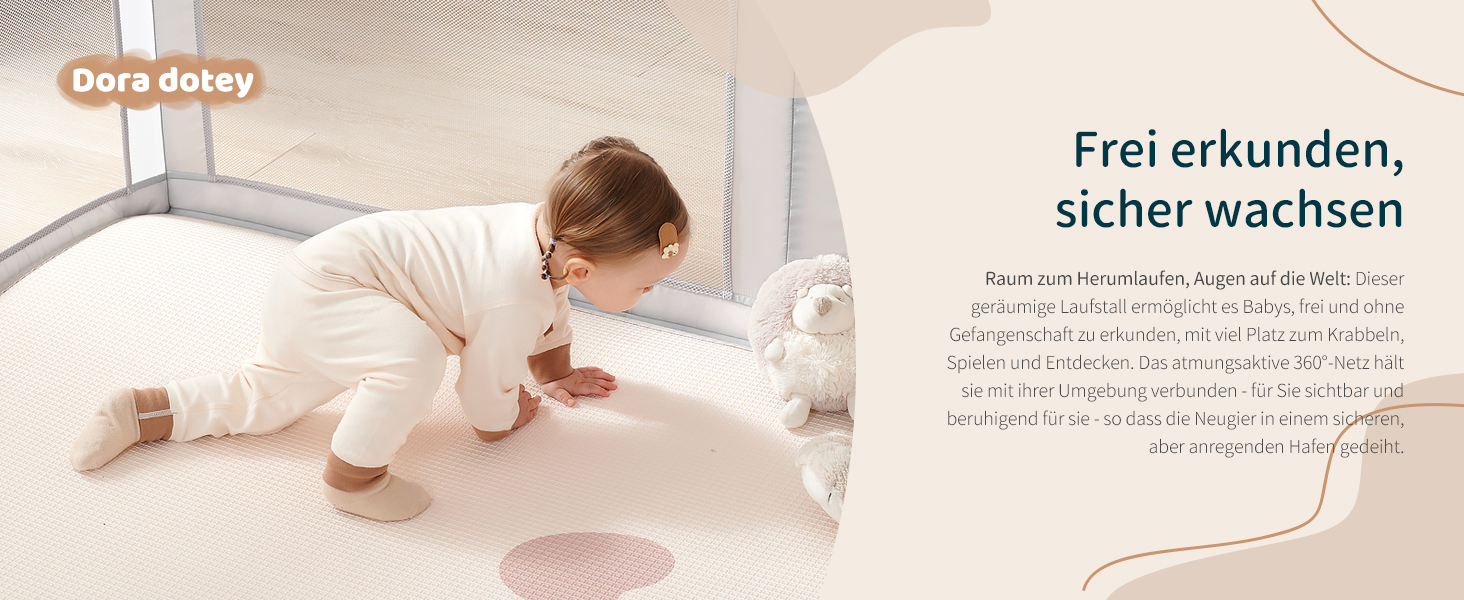 Дитячий манеж Laufotey, 150x150x68 см, сірий, з тканини Oxford, швидкозбірний